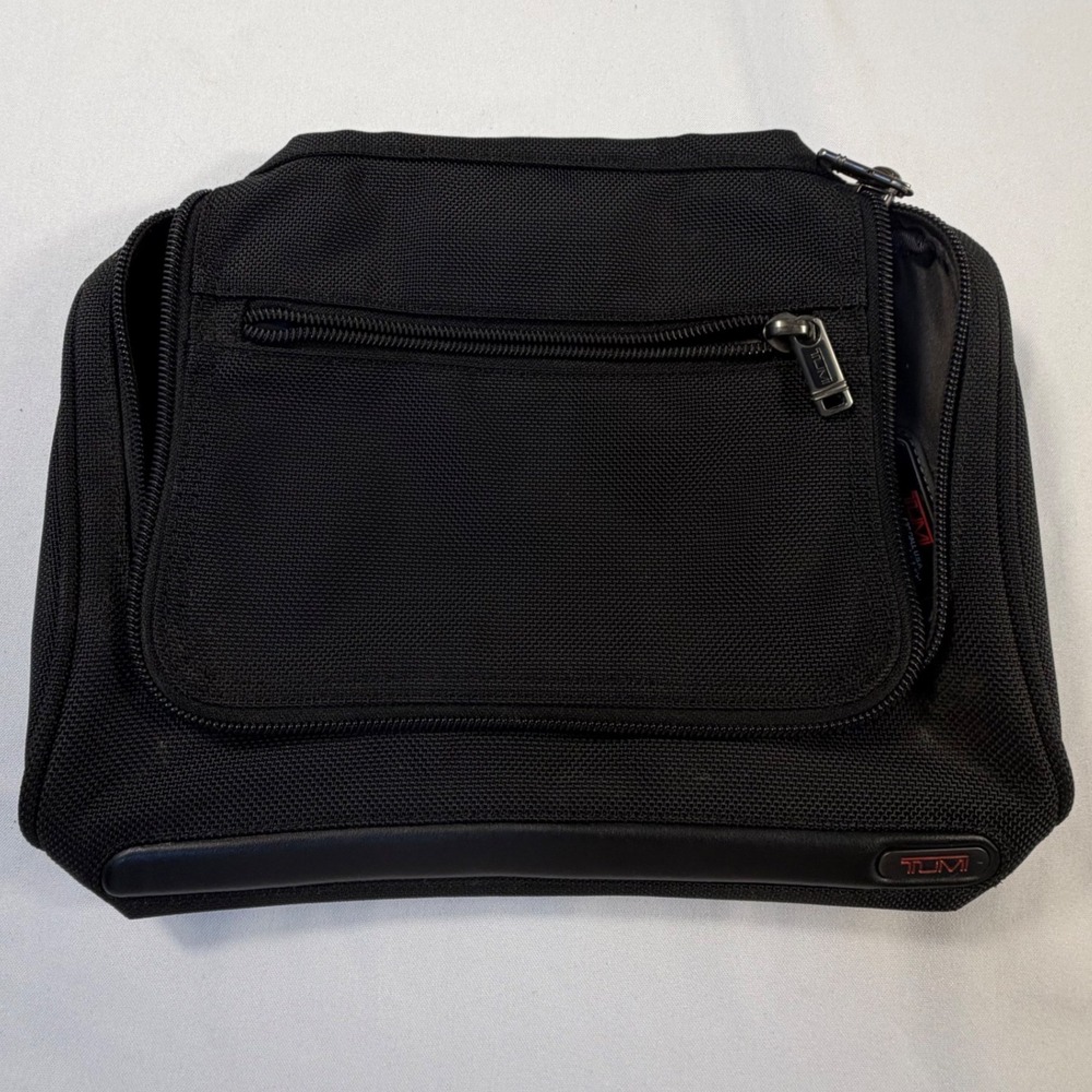 Tumi Alpha Black Ballistic Nylon Hanging Toiletry Dopp Bag
